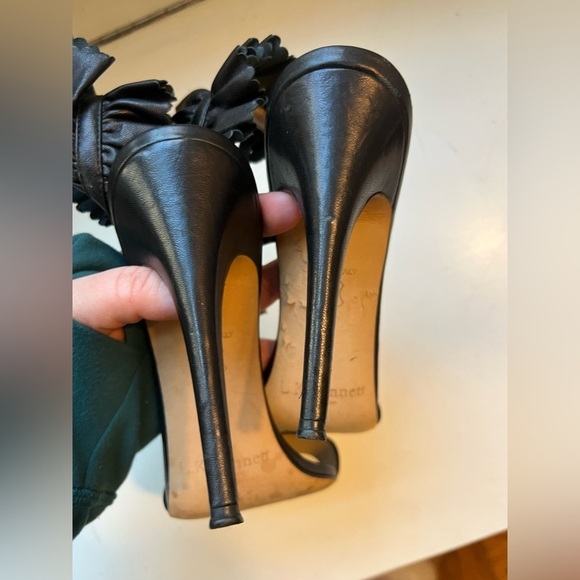 LK Bennett Renae Leather Frill Slingback Stiletto Heel 39 - Picture 4 of 12